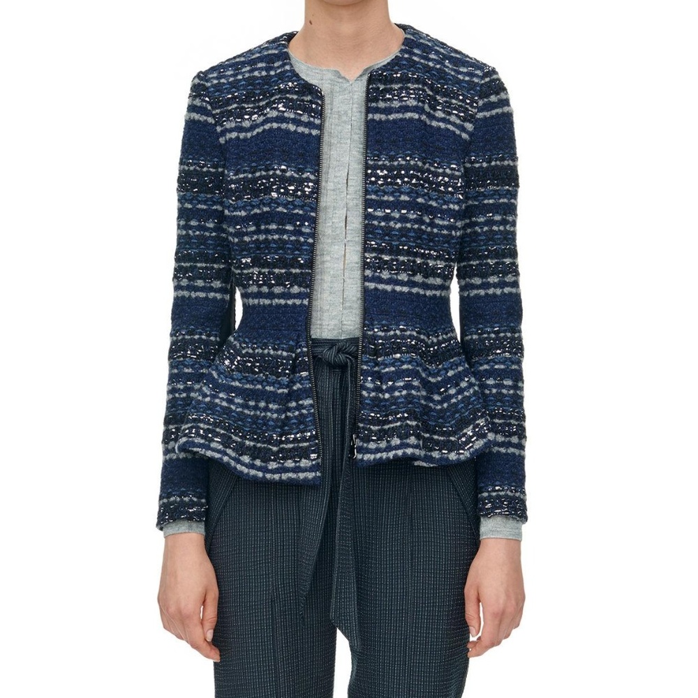 Rebecca Taylor Blue/Metallic Lurex Tweed Jacket 10